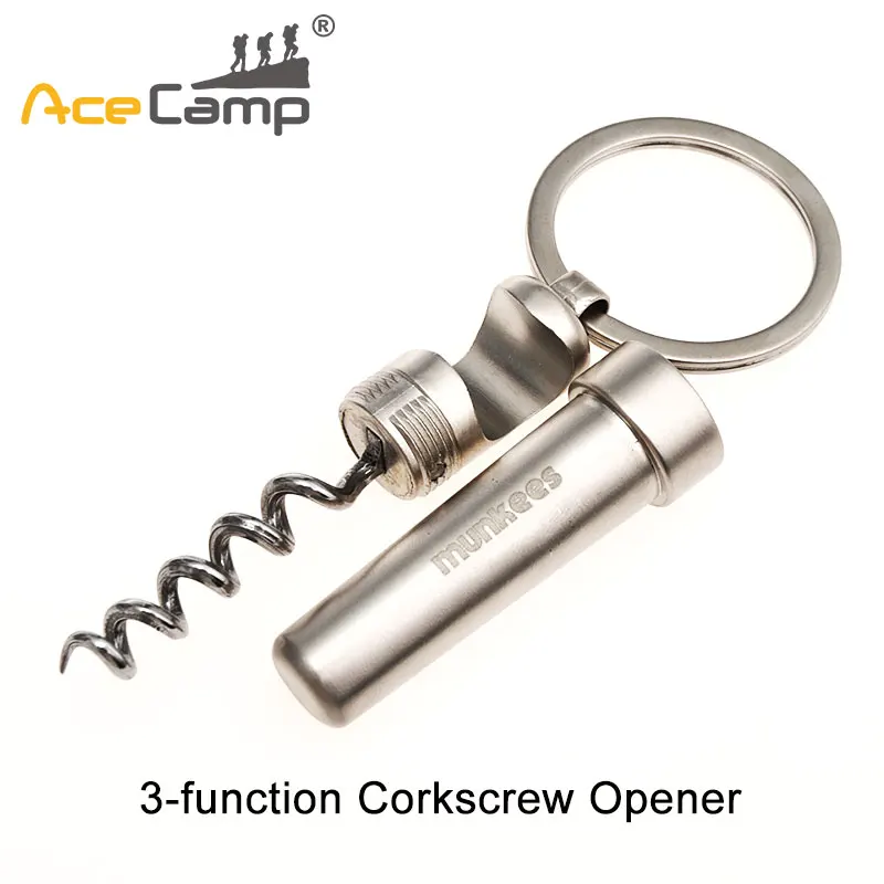 

AceCamp Beer Bottle Opener Keychain Multifunction Corkscrew with Bottle/ Can Opener Pocket Party Gift