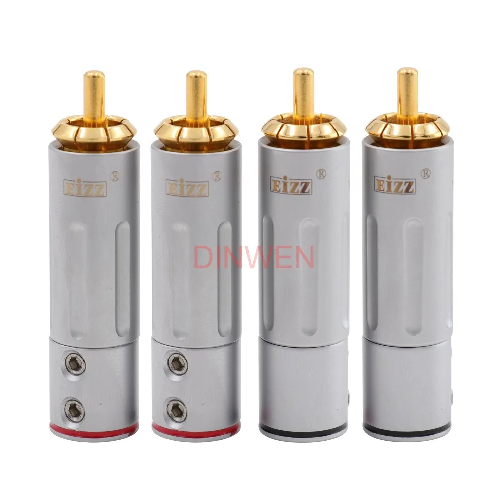 

EIZZ High End 24K Gold plated Brass Male RCA Plug Connector Adapter With Lock Hifi Audio Video AMP TV AV DVD Signal Cable DIY