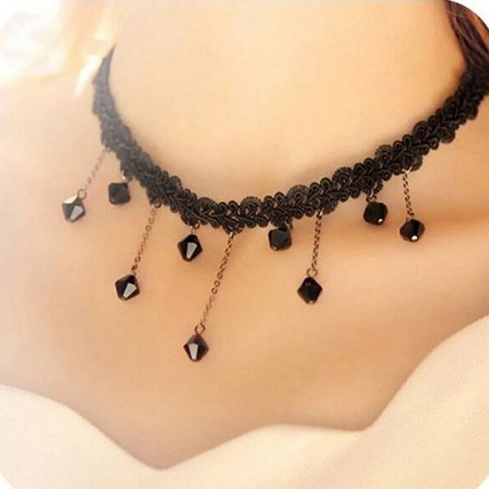 

1 Pcs Fashion Cool Beauty Tassel Lace Crochet Necklace Decor Choker Chunky Jewelry Sweater Necklace
