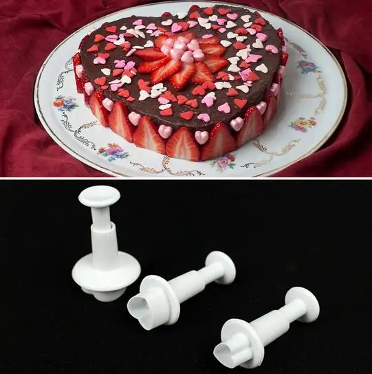 New Special 3 Pcs/set Love Heart Cake Sugar Sugarcraft Plunger Cookie