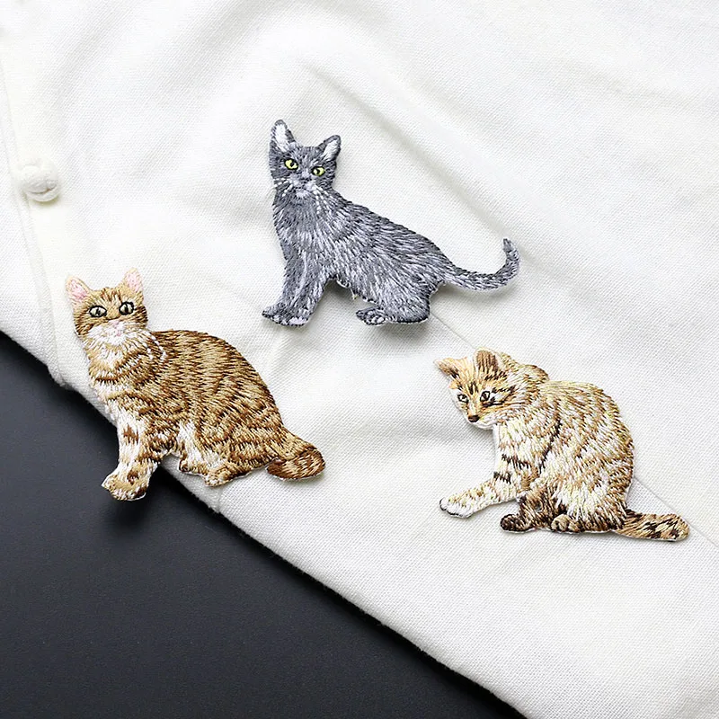 3 Pieces Black Yellow Cat Ironon Patch Embroidered Good Quality Pocket