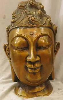 

13" China bronze copper buddhism Guanyin Kwan-yin buddha head Sculpture Statue