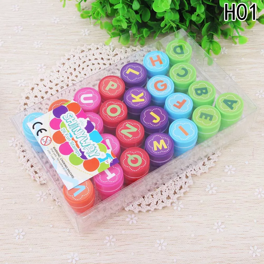 26pcs/set Kids Cartoon Stamp Letter Alphabet Stamp Children Custom