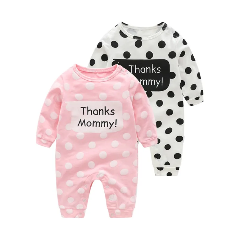 

New Infant Letter Baby Clothes Girl&Boys Long Sleeve Thanks mummy & Daddy jumpsuit Baby Rompers Baby Grow Sleepsuits 0-18 Months