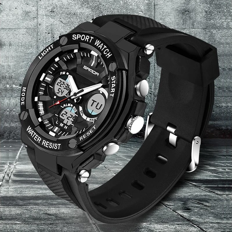 Watches Men Luxury Brand SANDA Led Sport Military Men's Wristwatch 50M Waterproof Analog Quartz Casual Watch Relogio Masculino