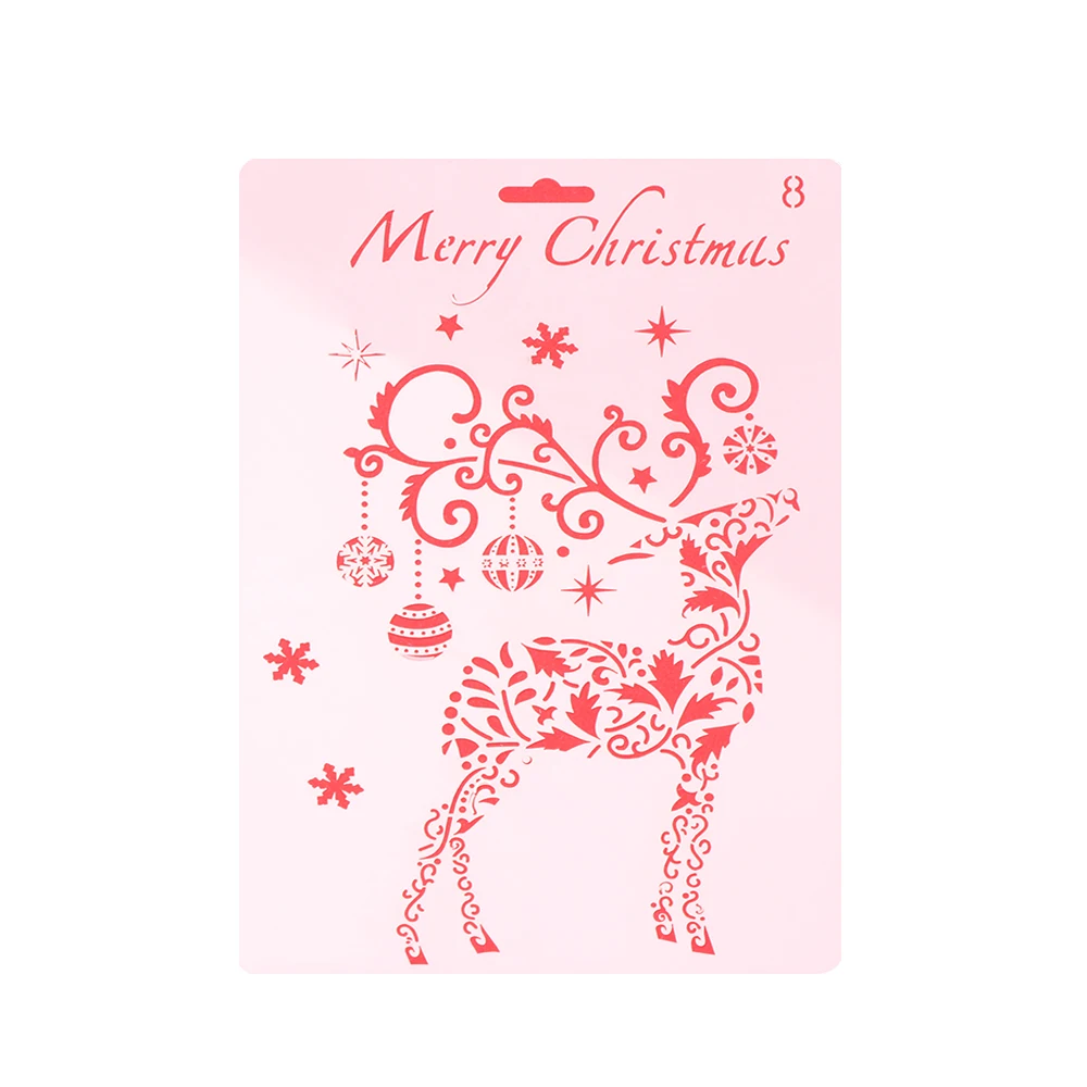 

1 Pc Christmas DIY Craft Hollow Layering Stencils For Wall Painting Scrapbook Stamp Album Decorative Embossing Paper Craft #8