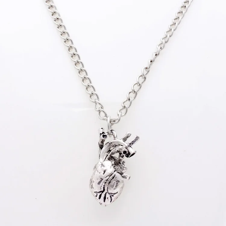 

LOVBEAFAS 2018 Anatomical Heart Maxi Pendant Necklace Women Jewelry Three-dimensional 3D Science Vintage Anatomy Maxi Necklace