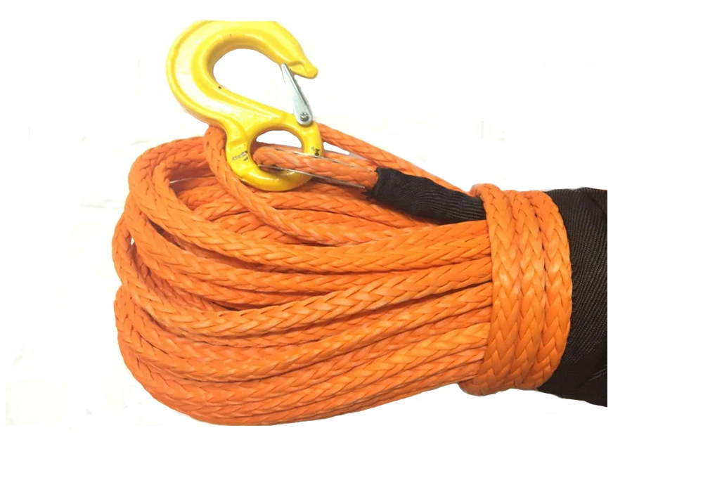 1/2 'x 10" синтетический трос лебедки с крюком оранжевого цвета для внедорожника