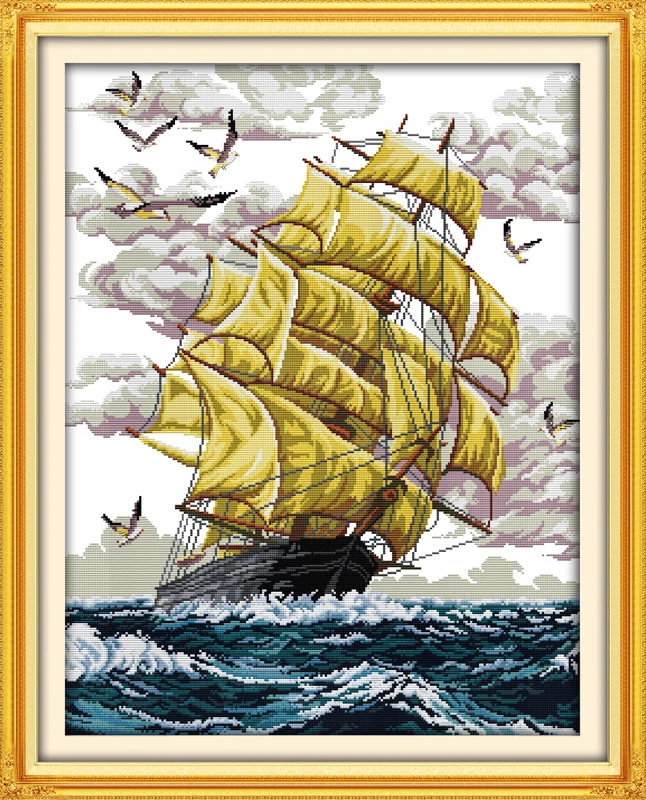 Sailing ship(2) cross stitch kit 18ct 14ct 11ct count printed canvas stitching embroidery DIY handmade needlework | Дом и сад