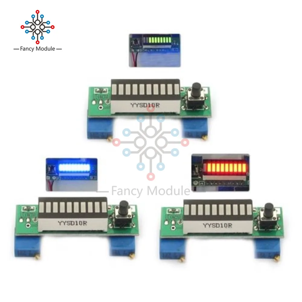 

Electronic Diy Kits LM3914 Display Board 3.7V Lithium Battery Capacity Indicator Module LED Power Level Tester 12V Li-lion Lipo