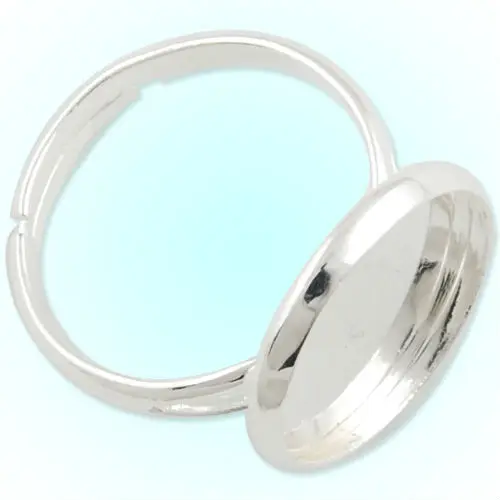

14 мм круглая Регулируемая неглубокая нижняя часть посеребренное кольцо Установка 50 шт. в посылка