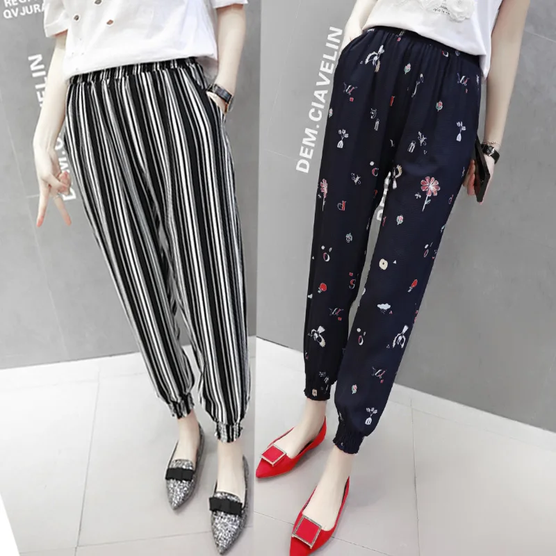 Spring and summer 2019 nine points bloomers ethnic loose flower pants wide legs harun women's trousers Spring and summer 2019 nine points bloomers ethnic loose flower pants wide legs harun women's trousers