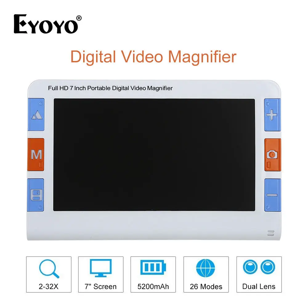 

Eyoyo RS700 7"Screen 1024*600 Portable Digital Video Magnifier Low Vision Reading Aid 2X-32X Dual Lens 4Mega Pixel 26 Color Mode