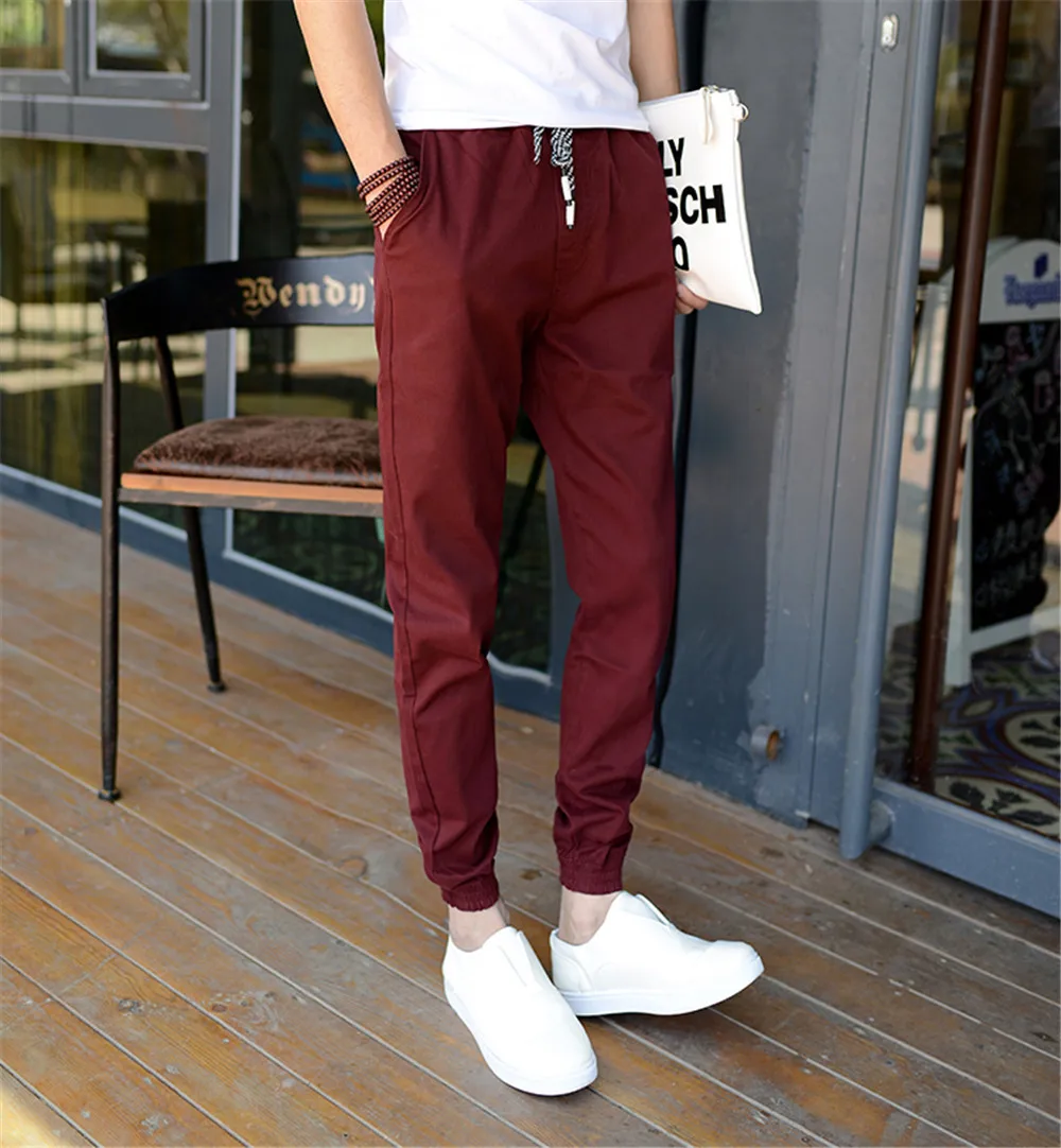 2016 New Men Fashion Casual Harem Pants Elastic Cuff Cotton and Jogger