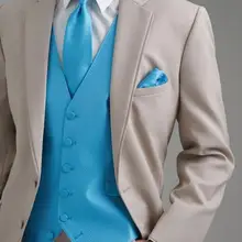 Нотч две кнопки Бежевый костюмы Буле жилет галстук мода Для мужчин костюмы на заказ куртка Для мужчин костюмы 3 штук последние Дизайн высокая qQuality