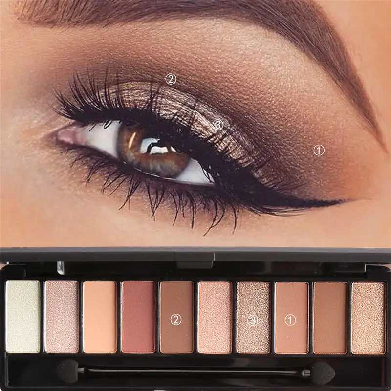 

UBUB 10 Colors Matte Eyeshadow Palette With Brush Glitter Shimmer Natural Shadows Makeup Brand Smoky Metallic Earth Eye Shadow