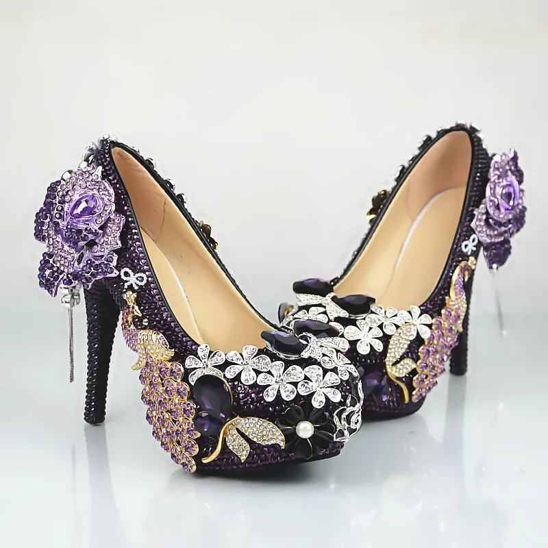 Sposa Tacchi Viola Delle Fiori Data Da Lusso Di Alta Nozze Scarpe Donna Donne Phoenix Notte A0qf86w
