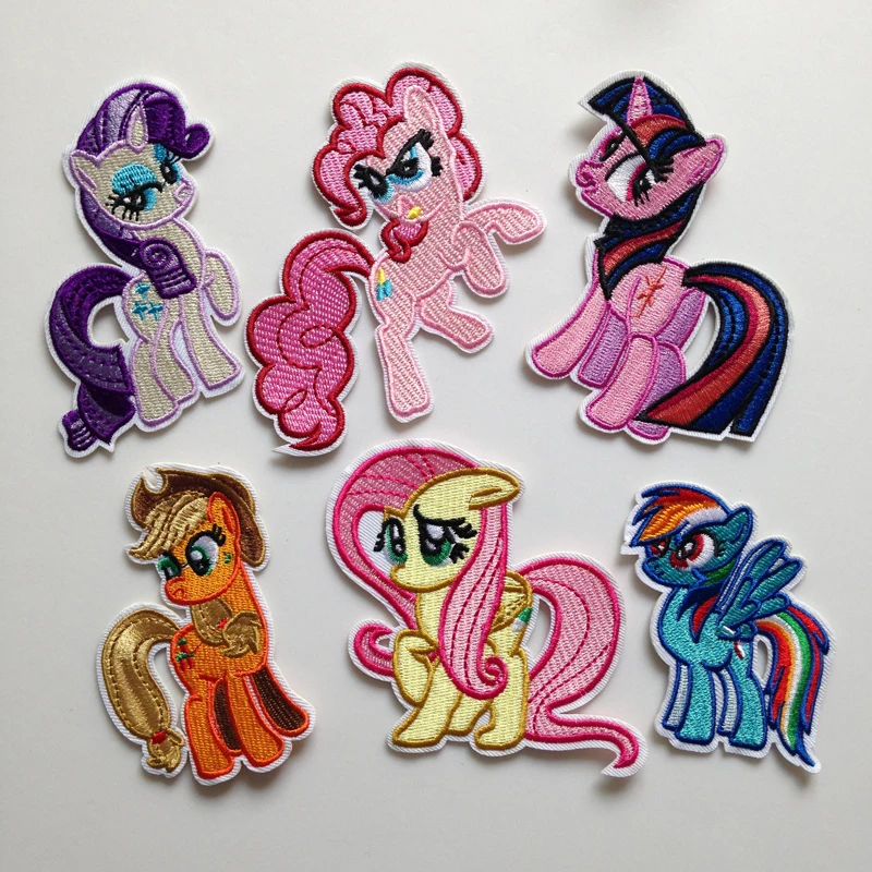 6 шт./лот нашивки My Little Horse для одежды Приклеивание утюгом вышитые тканевые значки