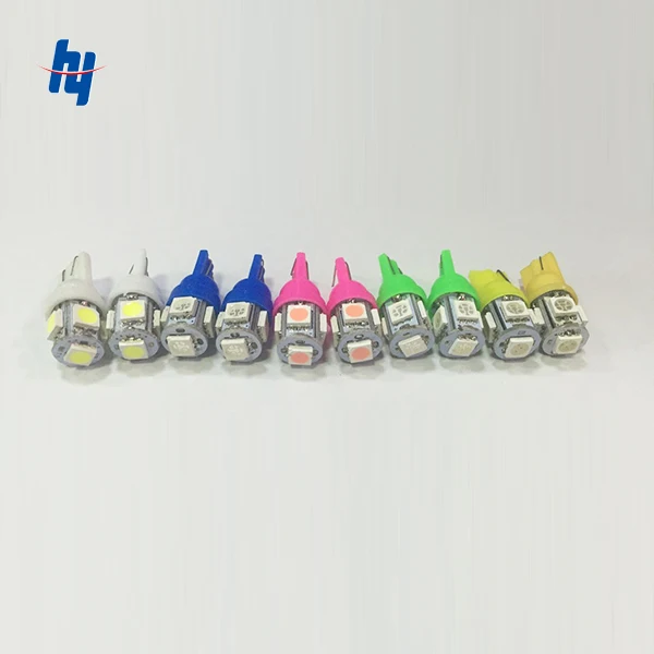 100 шт. T10 5SMD 5050 Автомобильный светодиодный авто лампы 192 168 194 W5W 2825 158 белый/голубой/красный/желтый/зеленый/розовый