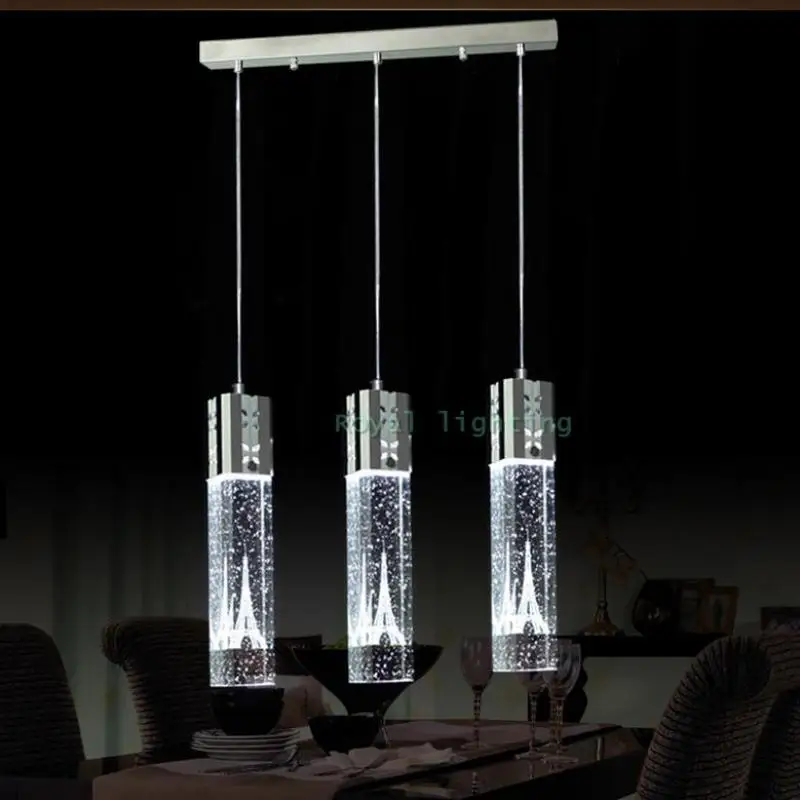 Parlor Led Eiffel Tower Crystal Pendant Lights For Dining