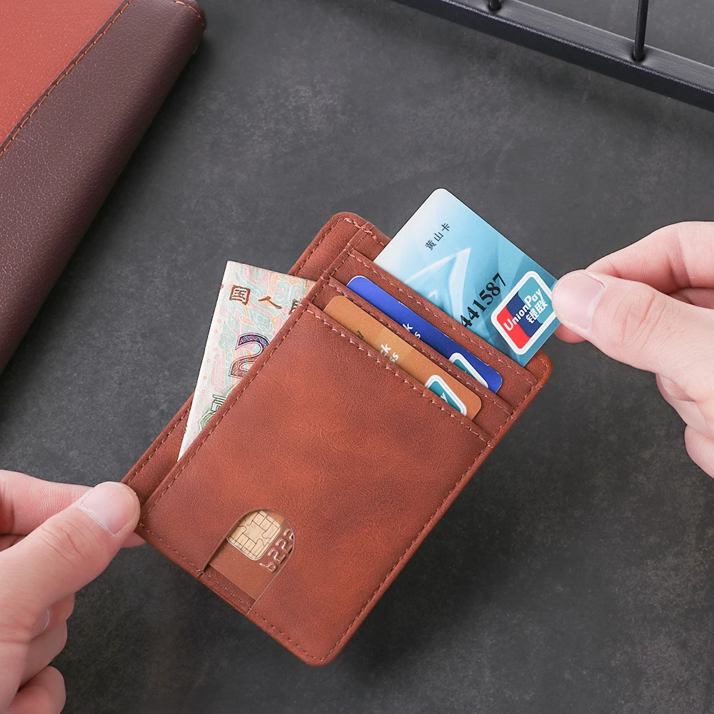 

1PC Mini Wallet RFID Blocking Leather Wallet Credit ID Card Holder Purse Money Case for Unisex 2019 New Fashion Bag 11.5x8x0.5cm