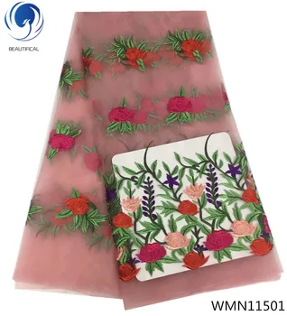 

BEAUTIFICAL 2019 africa lace embroidered lace fabric flowers pattern 5yards/piece latest design high quality lace fabric WMN115