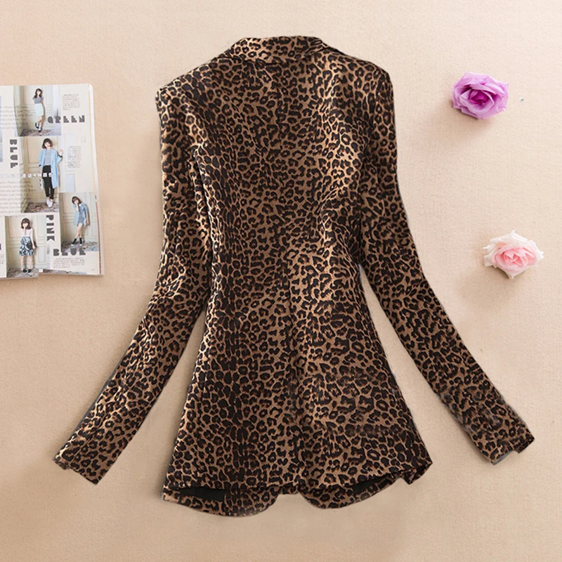Woman blazer 2019 New Fashion Korean Style Leopard jackets for Women Plus Size Elegan Slim long blazer Women  