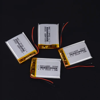 10pcs/Lot 3.7V 350mAh Rechargeable li Polymer Li-ion Battery For Flash lighting DIY DVR GPS Consumer electronics Device  303040