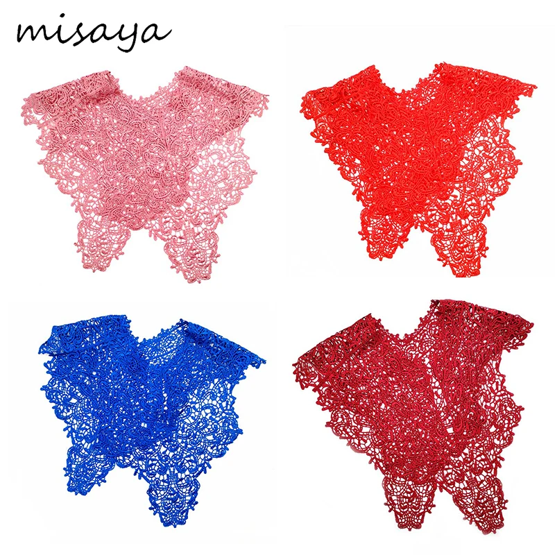 

Misaya 1Set Big Flower Venise Lace Collar African Lace Fabric DIY Handmade Lace Applique For Patchwork Sewing Scrapbooking Craft