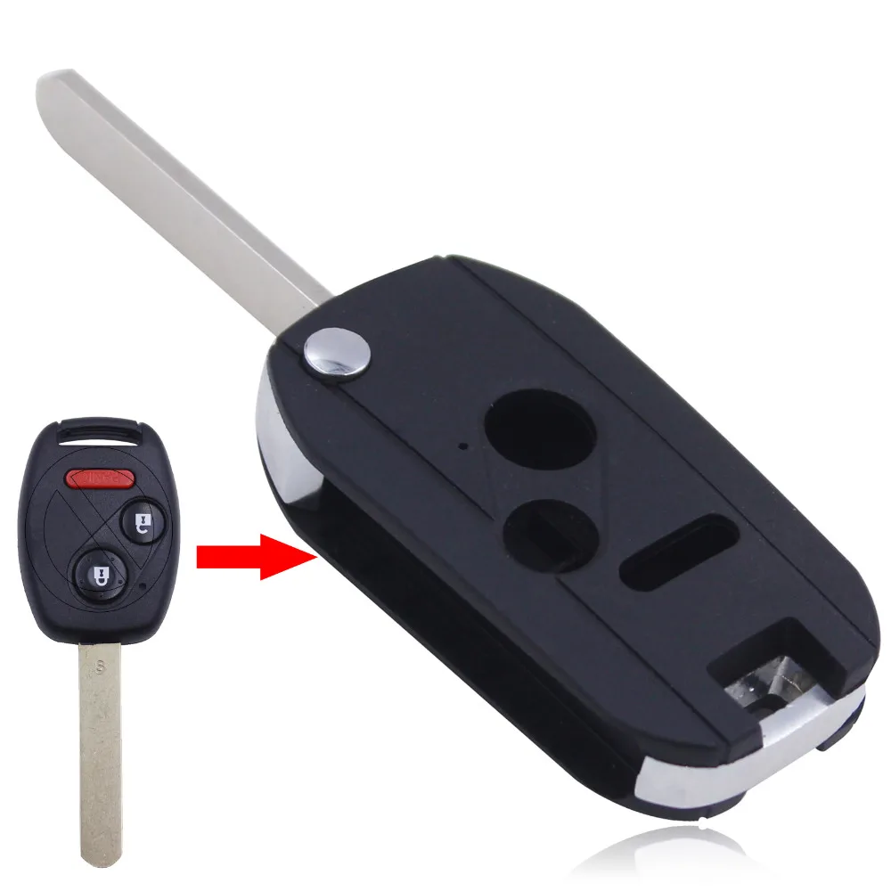 New 2 +1 Panic 3 Button Folding Flip Remote Key Case Shell Fob For