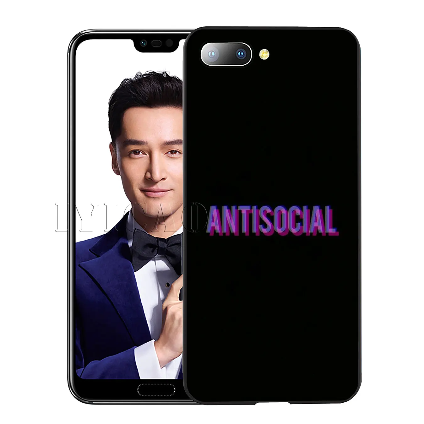 Мягкий чехол IYICAO с цветным текстом на черном фоне для Huawei Y7 Y6 Prime Y9 2018 Honor 8C 8X 8 9 10 Lite