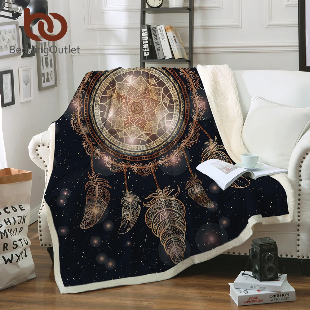 

BeddingOutlet Dreamcatcher Throw Blanket on the Bed Galaxy Boho Sherpa Fleece Blanket Luxurious Velvet Plush Sofa Plaid manta