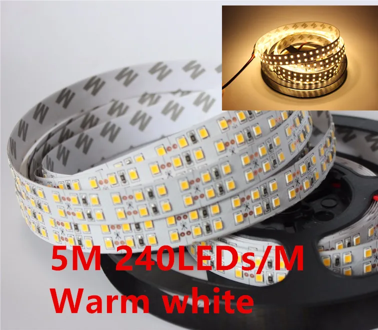 240/480 светодиодный s/m SMD2835 Светодиодные ленты 12V 5 м не водонепроницаемый RGB светодиодные полосы не водонепроницаемый гибкий светодиодный светильник с двойным рядом камней Светодиодные ленты 2835 белый