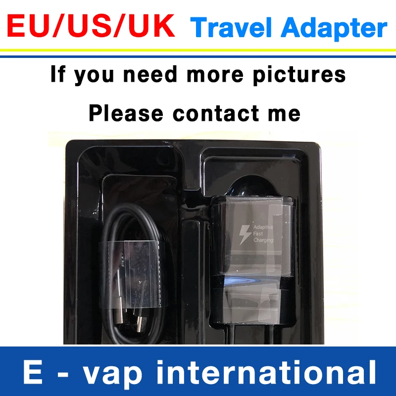 

10pcs/lot Original US/EU/UK plug Travel adapter Wall Fast Charger + 1.2M Type C USB Data Cable For samsung S8 plus S9 With box