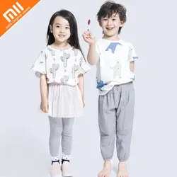 2 шт. оригинальный xiaomi mijia фундуком мальчик футболка из двух частей медведь и слон футболка для девочек из двух частей кактус и фламинго