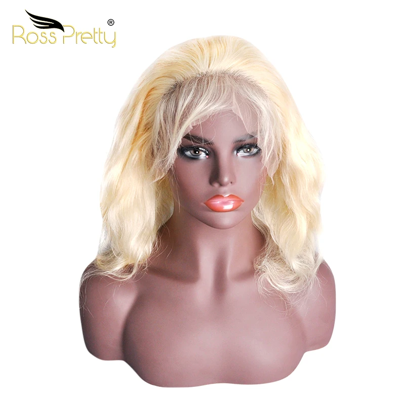 Ross Pretty Remy Blonde Color 613 Pre plucked Brazilian Lace Front Human hair wigs Body Baby Hair 613 lace frontal wigs