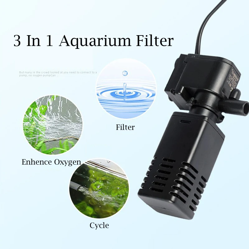 

Aquarium Fish Tank Filter Media Pump Submersible Oxygen Internal Pump Sponge Filter EU Plug Aquarium Water Plant Tank