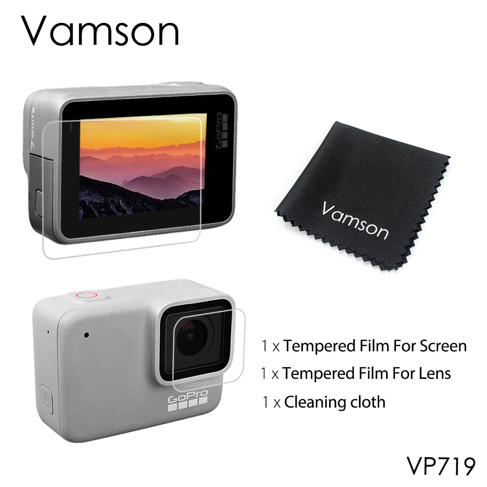 Vamson for GoPro Hero 7 Silver/White Camera Accessories Screen Protector Tempered Glass Lens LCD Screen Protective Film VP719 - Цвет: VP719