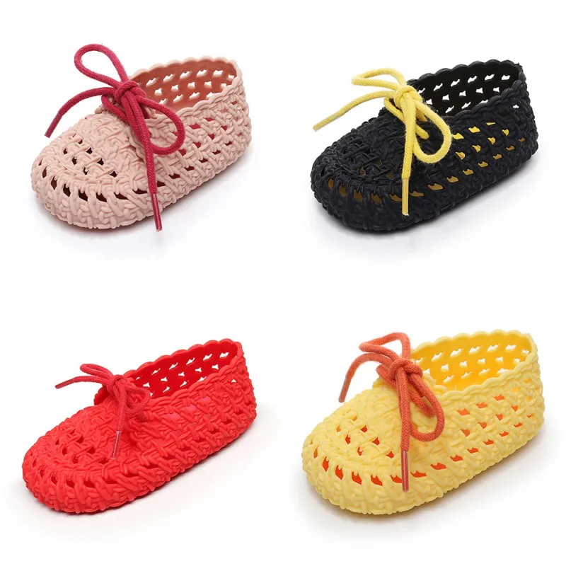 Drop Ship Newborn Baby Boy Girl Sandals Soft Bottom Baby Clogs Toddler Sandals Jelly Shoes Summer Laces Hollow Sandals 0-18M