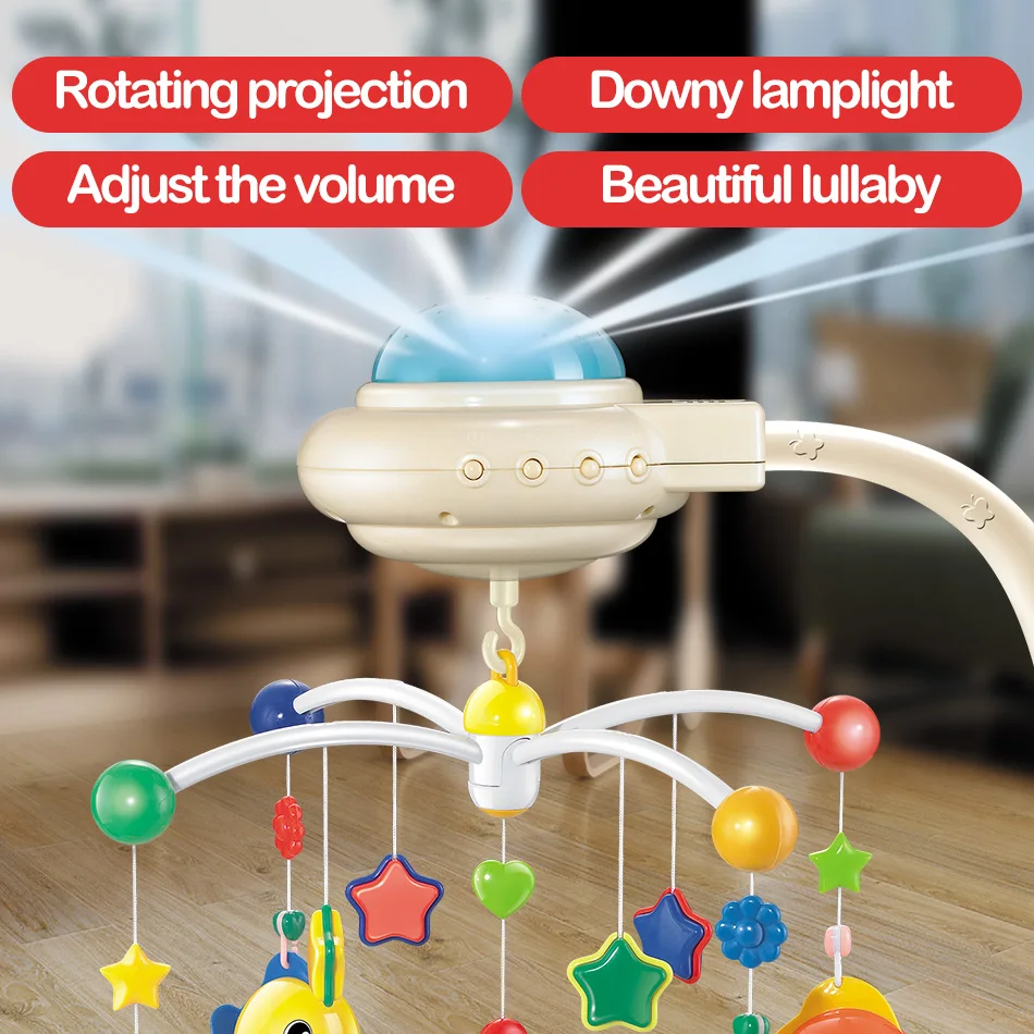Детские погремушки на кроватку игрушки кровать колокольчик музыкальная кроватка Мобильная для детских игрушек 0-12 месяцев Детские подвесные погремушки Звездные Проекционные игрушки