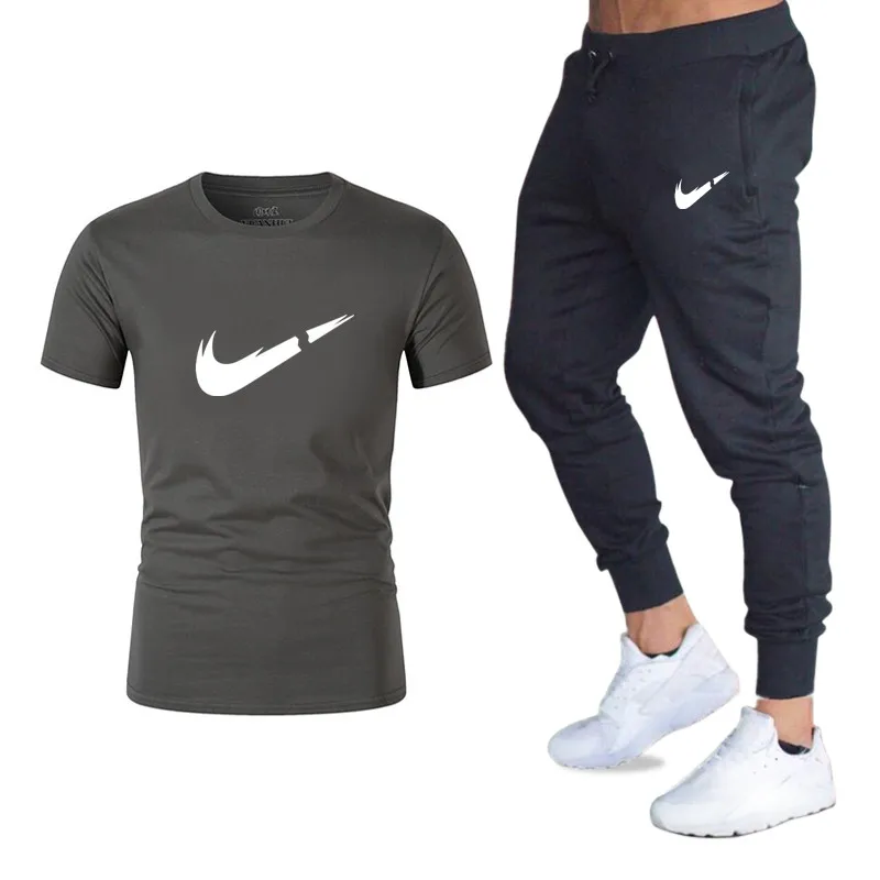 

2019 Summer JUST BREAK IT Print New Men's T-shirt Tracksuit Casual Suits gym Clothing Man Sets Tops+Pants Male sweatshirt Men