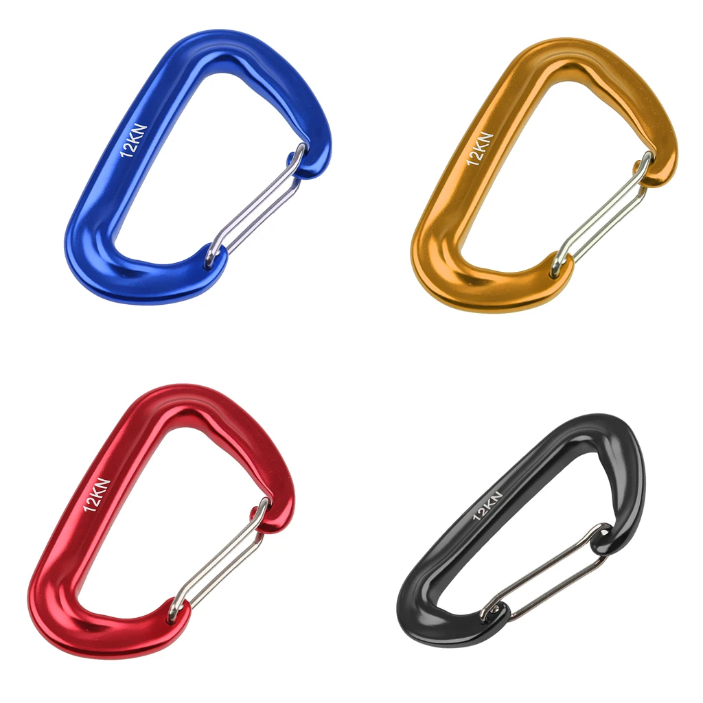 12KN Aluminium Spring Clip Carabiner For Climbing Backpack Hook Camping