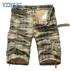 YZBZJC Для мужчин шорты мода плед Пляжные шорты Для мужчин s Повседневное Camo камуфляжные шорты в стиле милитари Короткие штаны мужские бермуды