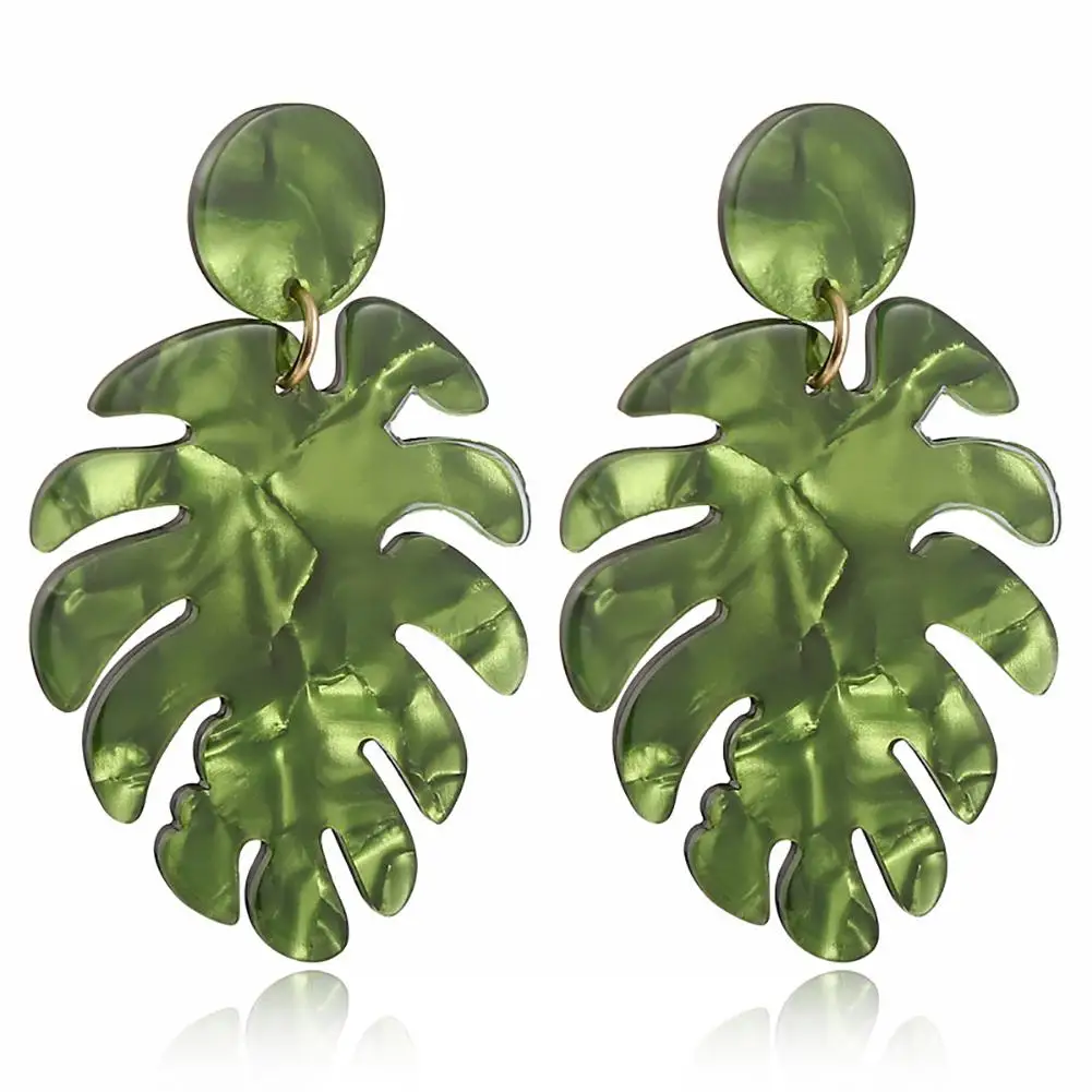 

Hot Women Boho Hollow Coconut Palm Leaf Pendant Dangle Long Stud Earrings Jewelry Gift HOT