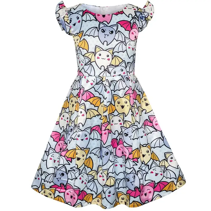 Sunny Fashion платья для девочек платье Хэллоуин Летучая мышь Костюм Мультфильм Платье