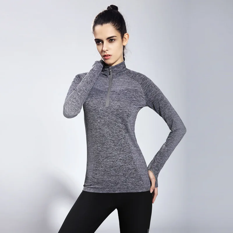 Yoga Shirts Fitness t shirt Women Sports Yoga Top Long Sleeve Half ...