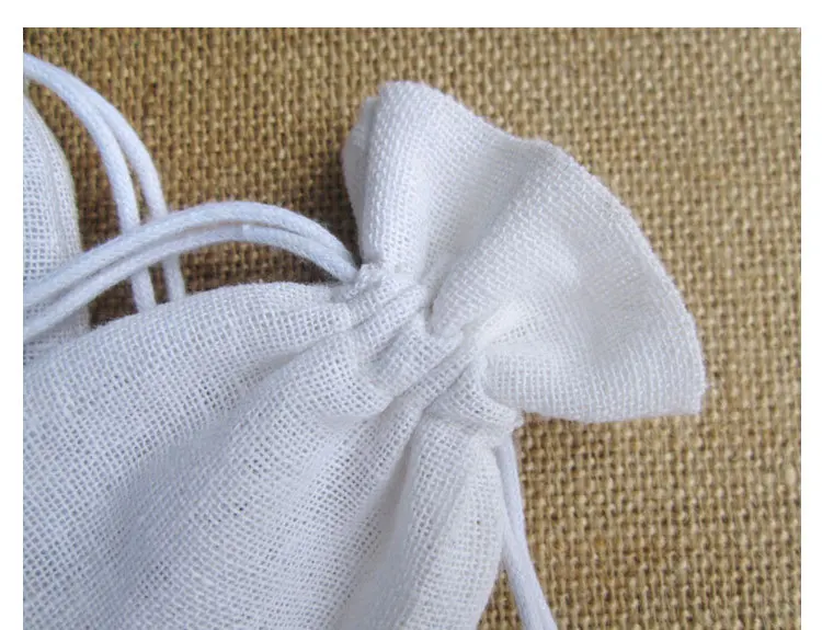 Белый Хлопковая Сумка-мешок декоративные сумки небольшой мешок упаковка продукта комаров мешок с логотипом, рисунком по индивидуальному заказу Саше 7x9 см