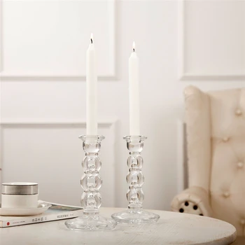 

Glass Transparent Candle Holders Stand Wedding Centerpieces Romantic Crystal Candle Holder Bougeoir Wedding Candelabra 50ch037