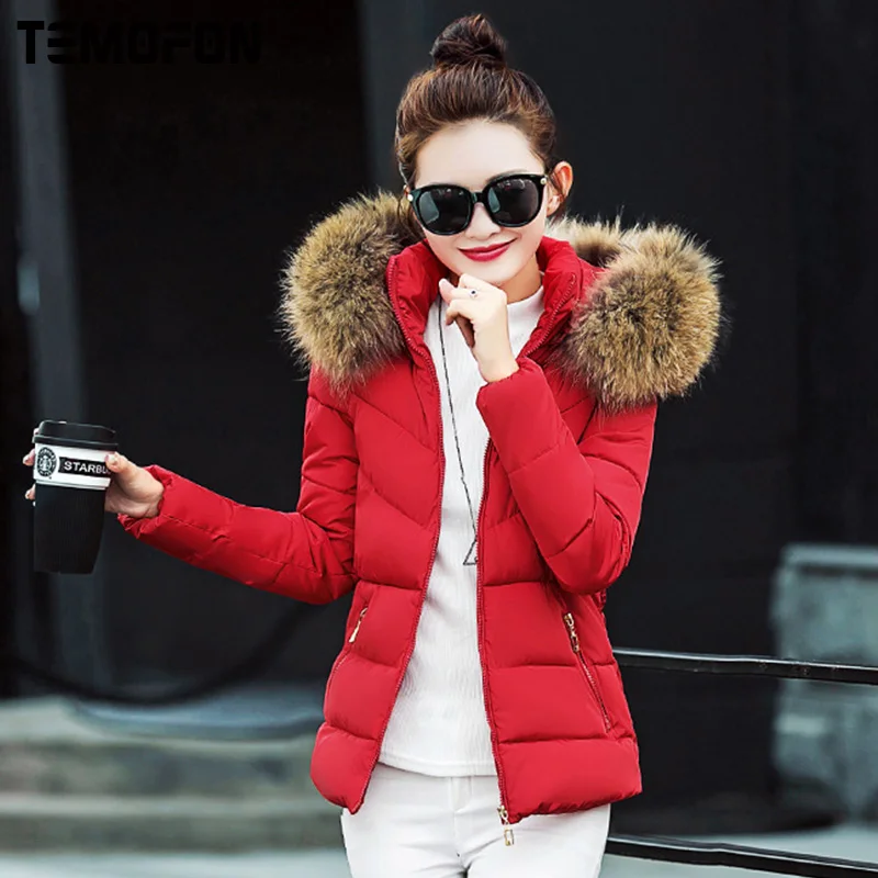 

TEMOFON 2017 Women Casual Winter Solid Parka Jacket Female New Fashion Good Quality Ladies Basic Jacket Coat Outwear DHJ633