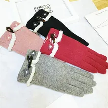 Корейский сенсорный экран пять пальцев Сгущает кашемир милые повседневные теплые женские на осень-зиму перчатки варежки